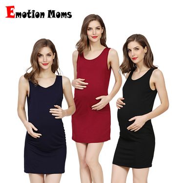 Summer Modal Fabric Minimalist Tank Top Skirt Elastic Pregnant Women's Dress Round Neck Solid Color Sleeveless Large_voghion.com