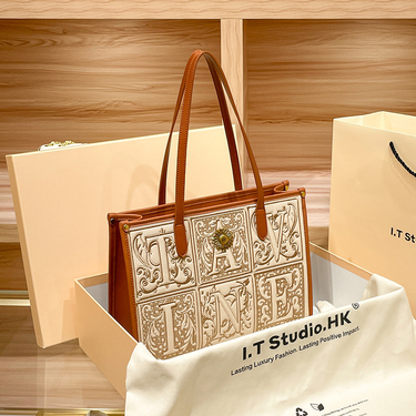 Hong Kong Brand Genuine Leather Commuter Tote Women's Capacity One Shoulder Large 2024 Bag New Trend_voghion.com