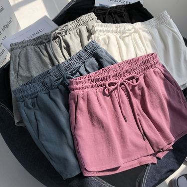 Women's High waist elastic waist sports shorts women's loose casual outer wear wide leg pants home pajamas summer_viptrois.com