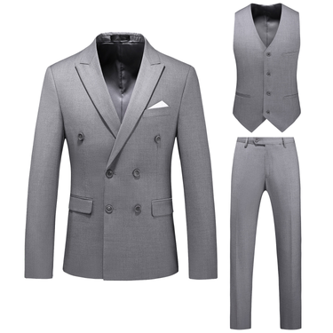 Long term flagship men's large suit three piece set with double breasted 10 color 7110 gray p188_mkmklike.com