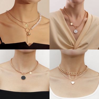 Jewelry INS Cross Heart Mother-of-Pearl Necklace Women Sweater Chain Trendy Versatile Accessory_voghion.com