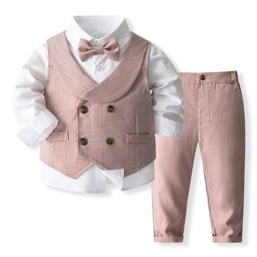 children's suit dress suit British style boy wedding host vest three-piece set_viptrois.com