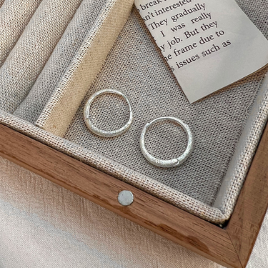 Sier Color VENUS Frosting Shiny Circle Earrings for Women Girl Gift Texture Simplicity Plated Jewelry Drop_voghion.com