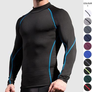 Wholesale Fiess Quick Dry Men Long Sleeve Running Sports Plain Men Thermal Muscle Gym Compression Clothes604_voghion.com