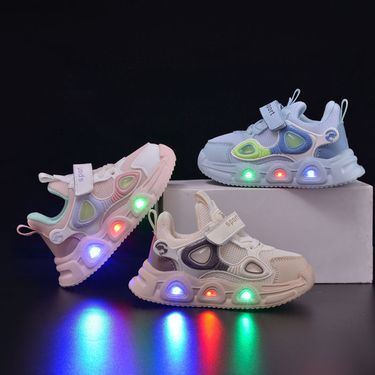 Kids' Glow-in-the-Dark Sneakers - Soft Sole Light-Up Shoes For Boys & Girls, Breathable Mesh Toddler Shoes With Velcro_mkmklike.com