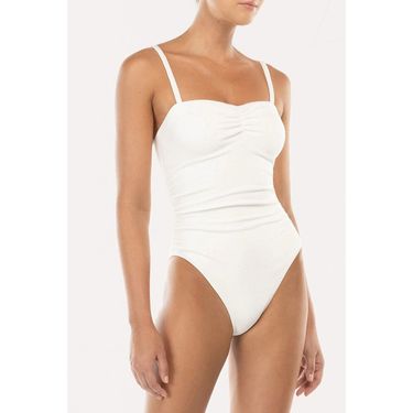 American High-End Brand Nylon Lycra Stretch One-Piece Swimsuit With Chest Pads For Women Slimming Milky White_voghion.com