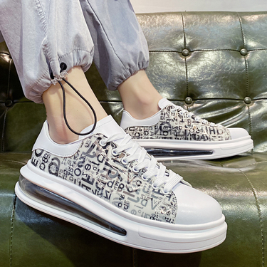 2023 summer new air cushion board shoes men's fashion casual breathable Korean style trendy men's shoes heightening small white shoes H8015_voghion.com