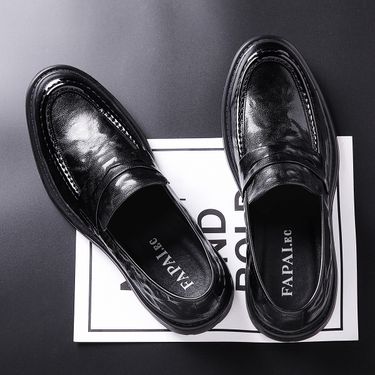 Leather shoes men business leather casual shoes spring new slip-on black leather shoes commuter men loafer shoes men_voghion.com