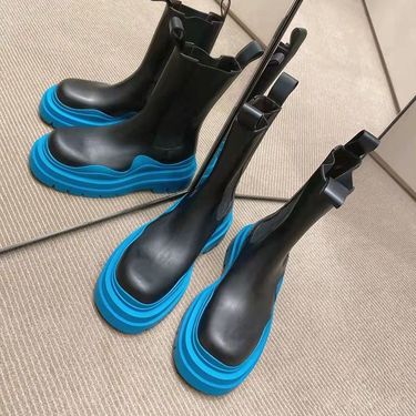 DR.BV Boots Couple Leather Chelsea Boots Women's Mona Short Boots Thick-soled Cigarette Boots Men's Martin Boots Plus Size_voghion.com