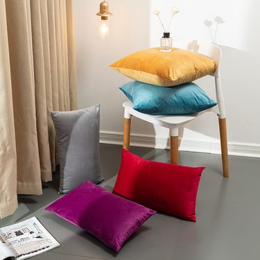 Nordic simple solid color thickened Dutch velvet sofa pillow cover colorful candy pillow bedroom bedside cushion cover_voghion.com