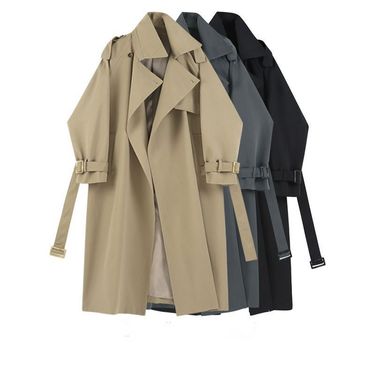 fashionable temperament versatile women's mid length windbreaker jacket spring and autumn loose small coat trend_voghion.com