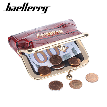 New Purse Baellerry Women's Glossy Crocodile Pattern Wallet Metal Clip Coin Bag_voghion.com