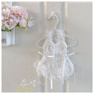 Clothes Maltese Summer Lace Strap Yorkshire White Gauze Dress Small Dog V-neck Bow Cool_voghion.com