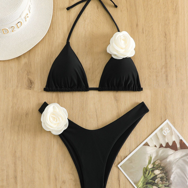 bikini swimsuit women's split solid color strappy sexy bikini swimsuit_voghion.com