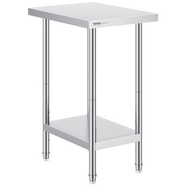 VEVOR Stainless Steel Prep Table, 24 X 18 X 34 Inch, Heavy Duty Metal Worktable With 3 Adjustable Height Levels, Commercial Workstation For Kitchen Garage Restaurant Backyard_voghion.com