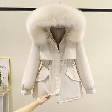 Winter Slim Fit Parkas Coats Outwear Keep Warm Fur Collar Hooded Padded Jackets Thickened Cotton Jacket Women's Coat_ecoleips.com