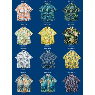Men's Clothing beach flower shirt men's short sleeve summer thin loose couple wear seaside vacation casual tops jacket_voghion.com