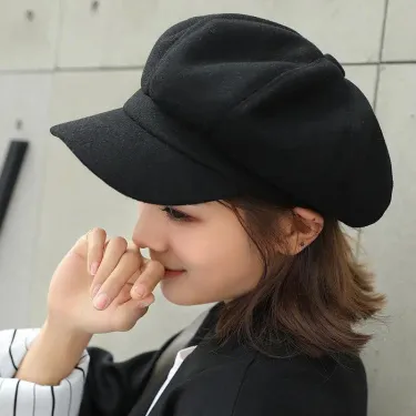 Hot Sale Autumn Hats for Solid Plain Octagonal Newsboy Cap Men Ladies Casual Wool Hat Winter Beret Women Painter Caps_voghion.com