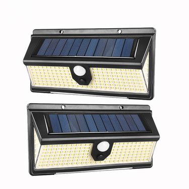 190LED solar wall light courtyard three sided human body induction light road fence lighting with flashing_voghion.com