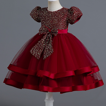 Christmas New Girls' GRESS Children's Wedding Princess Poncho Dress_voghion.com