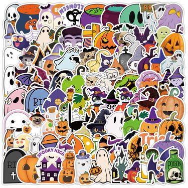 Stickers 100 Cute Halloween Graffiti Stickers For Cups, Computers, Luggage, Waterproof Decorative Stickers_voghion.com