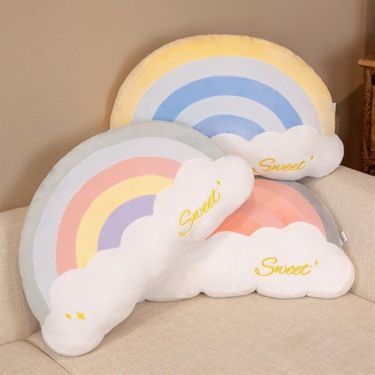 Trendy New Rainbow Cute Dual-use Sleeping Nap Hand-wrapped Plush Cushion Gift Waist Pillow_voghion.com