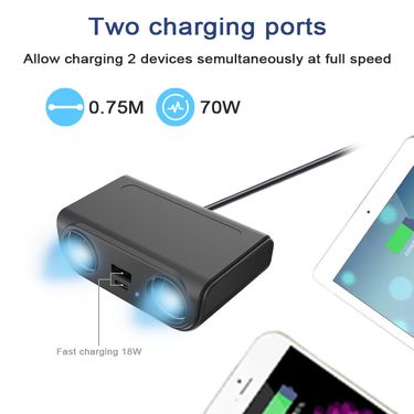 New one to four multifunctional car cigarette lighter A+C mobile phone charger_voghion.com