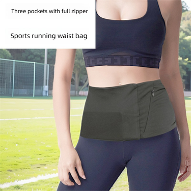 Outdoor Sports Running Bag Anti-theft Unisex Fitness Three Zippers Wide Anti-drop Lightweight Invisible Waist Pouch_voghion.com