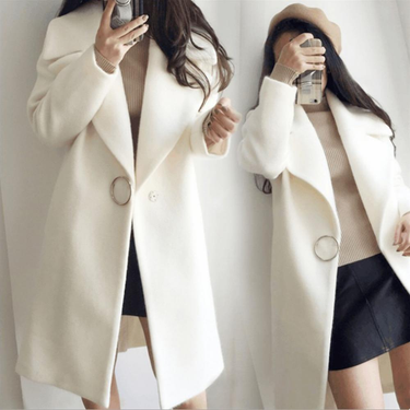 Autumn Winter Temperament White woolen Coat Women's Clothing fashion Jacket long overcoat female casual wool Coat_voghion.com