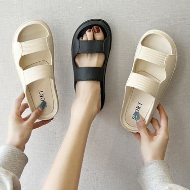 Heli Shark For Women, Summer Outdoor New Fashion Indoor Home Bathing Sandals, Flat Thick Sole Beach Slippers_voghion.com
