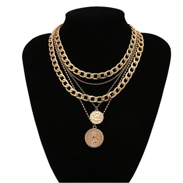 Hip Hop Pendant Necklace For Women, Trendy Layered Medallion Chain With Portrait Charms, Fashion Statement Jewelry For Casual & Party Wear_voghion.com