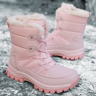 Women's Lace-Up Snow Boots Winter Fleece Lined Waterproof Slip Resistant Outdoor Shoes_voghion.com