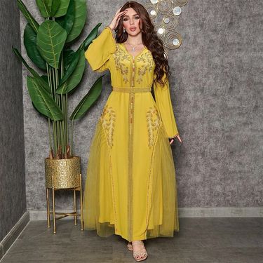 Women's Clothing Mesh Skirt Diamond Beaded Dress_voghion.com