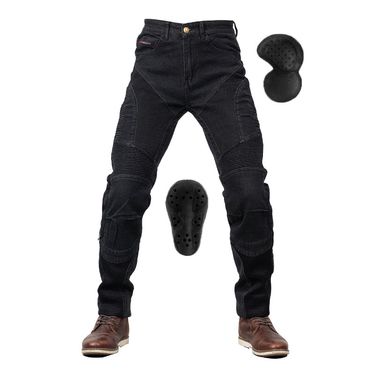 Men's Motorcycle Riding Jeans - Breathable Mesh Lined Stretch Denim Pants For Bike & Off-Road - Black & Blue (S-XXXL)_voghion.com