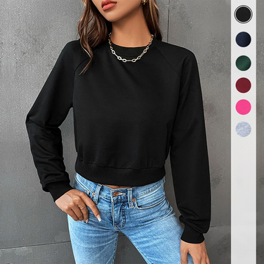Autumn And Winter Hot Selling Multi Women's Clothing Long Sleeve Round Neck Solid Color Sweatshirt For Women_voghion.com