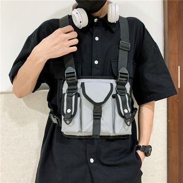 Tactical Ins Trendy Brand Functional Men's Wind Running Exercise Vest Chest Bag_voghion.com
