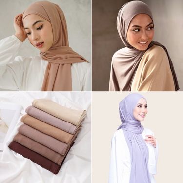 Muslim headscarf Women's Monochrome Model Khan Scarf Malay Hui Headscarf Mercerized Cotton Headscarf Thermal Shawl_voghion.com