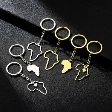 African Map Heart Keychain - Glossy Titanium Steel Pendant With Ethnic Motifs For Men & Women_voghion.com