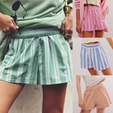 Women's Clothing women's shorts fashion striped casual elastic pocket beach shorts women's pants_voghion.com