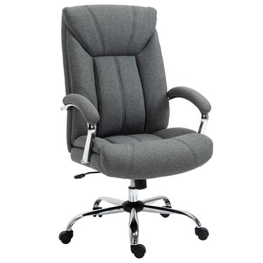 Bürostuhl Mit Wippfunktion, Gepolsterte Armlehne, Kopfstütze, Grau_voghion.com
