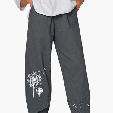 Women's clothing foreign trade women's simple fashion casual trousers digital printing women's slim trousers_viptrois.com
