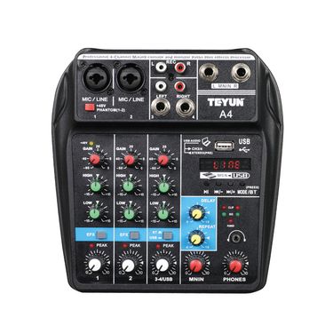 Wireless 4-channel Audio Mixer Portable Sound Mixing Console USB Interface MP3 Computer Input 48V Phantom Power Monitor for Home_voghion.com