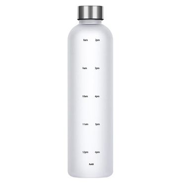 1L Large Capacity Water Bottle for Girls Frosted Water Cup Metal Lid Water Bottle With Time Marker Reusable Drinking Bottle_voghion.com