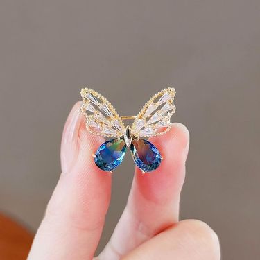 High-end Blue Butterfly Brooch High-end Women's Niche Suit Corsage Temperament Clothes Accessories Pins Anti-light Buckles_voghion.com
