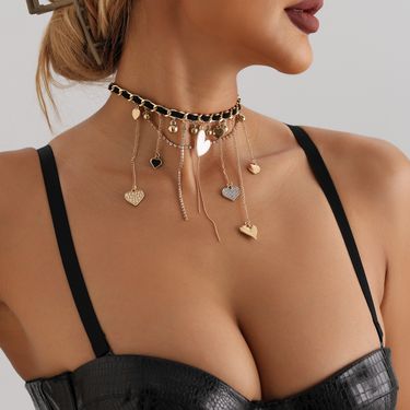 European And American Cross Border Jewelry Fashion Tassel Love Cross Butterfly Clavicle Chain Female Sexy Trend Diamond Necklace Female_voghion.com