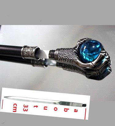 Dragon Claw With Lake Blue Ball Walking Stick Man Women Elegant Sticks Vintage Cosplay Walking Cane With 33cm Sword_voghion.com