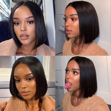 hot selling Wear Go Glueless 13x4 Brazilian Lace Front Human Wigs Short Straight Wig For Women Remy 4x4 Closure Bob With Baby Hair_viptrois.com