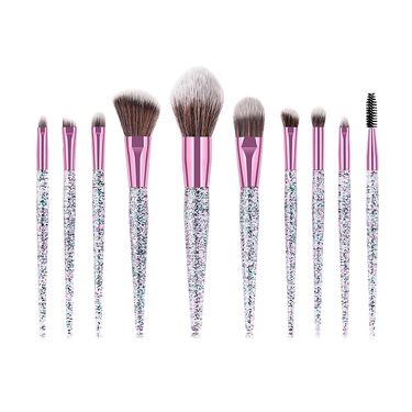 Fashion 10pcs Makeup Brush Set Glitter Shinny Crystal Foundation Blending Power Contour Face Cosmetic Beauty Make Up Tool Set_voghion.com
