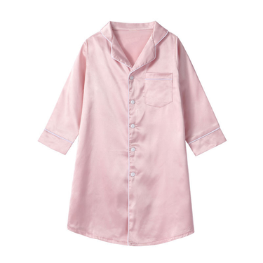Baby Clothing Girls' nightdress Long sleeve spring and autumn ice silk children's home dress parent-child dress mother and daughter shirt nightdress_voghion.com