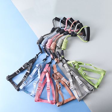 New Supplies Foam Handle Morandi Linen Round Rope Chest Harness Dog Pet Leash_voghion.com